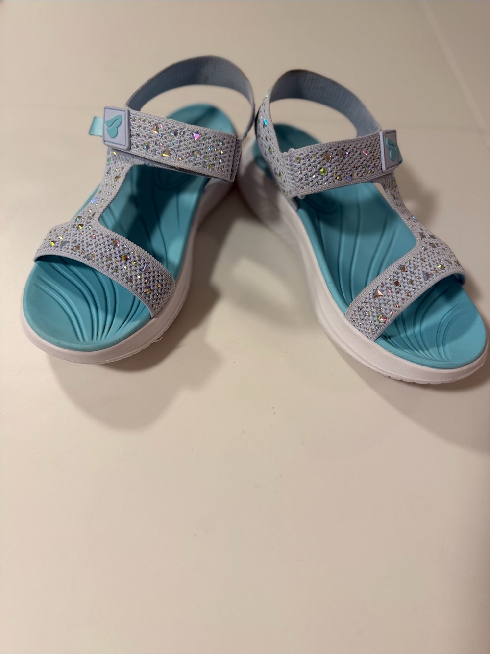 Skechers Girls Light Blue Sparkle Strap Sandals